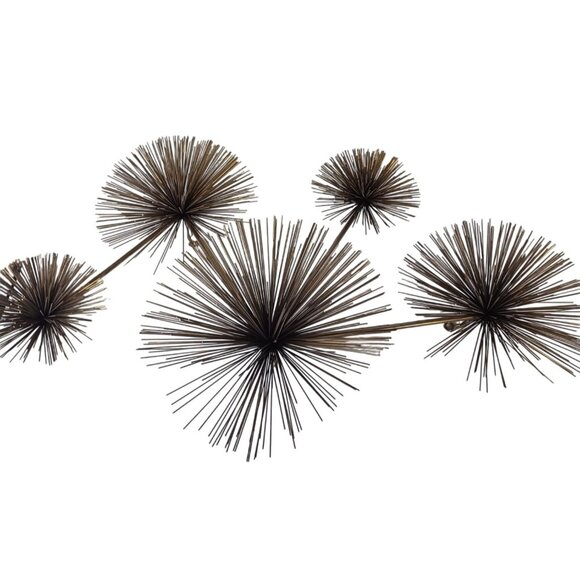 Curtis C Jere MCM Brass Wall Art Sculpture Atomic Pom Pom Urchin Gold Starburst - Picture 5 of 13